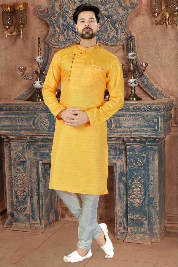 Silk Party Wear Kurta Pajama In Yellow Colour KP4120180 A 1200x1799 1